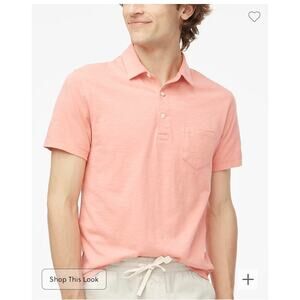 New J.Crew Factory Slub jersey pocket polo shirt Mens Pink Size XXL